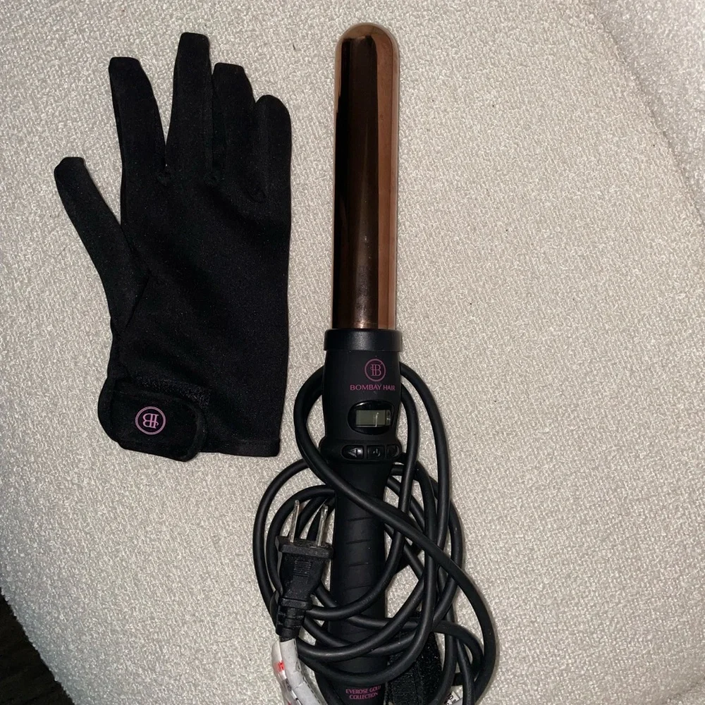 Bombay Hair Rose‎ Gold Curling Wand 1.25” 32mm Heat Resistant Glove